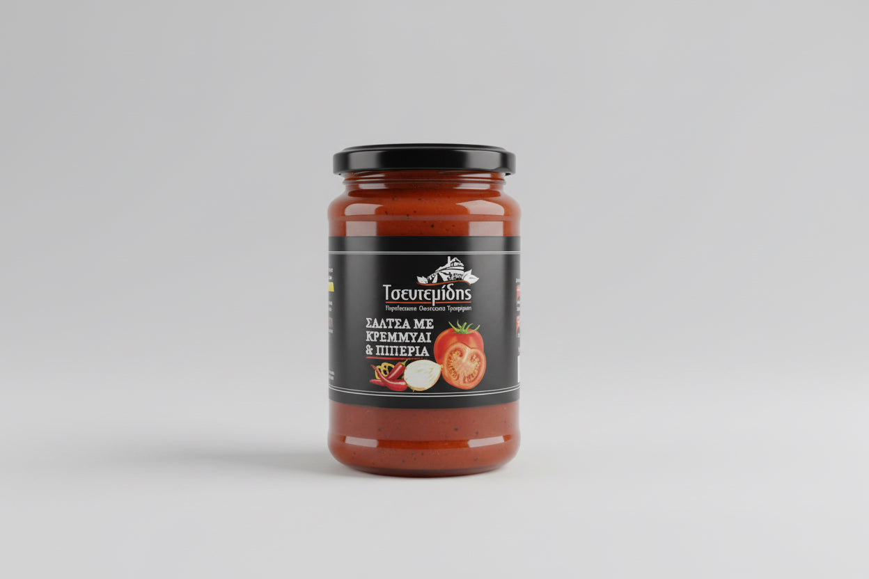 Σάλτσα με Κρεμμύδι & Πιπεριά 420g | Τσεντεμίδης Χειροποίητη Αριδαίας-paradosiakopantopoleio.com-serres