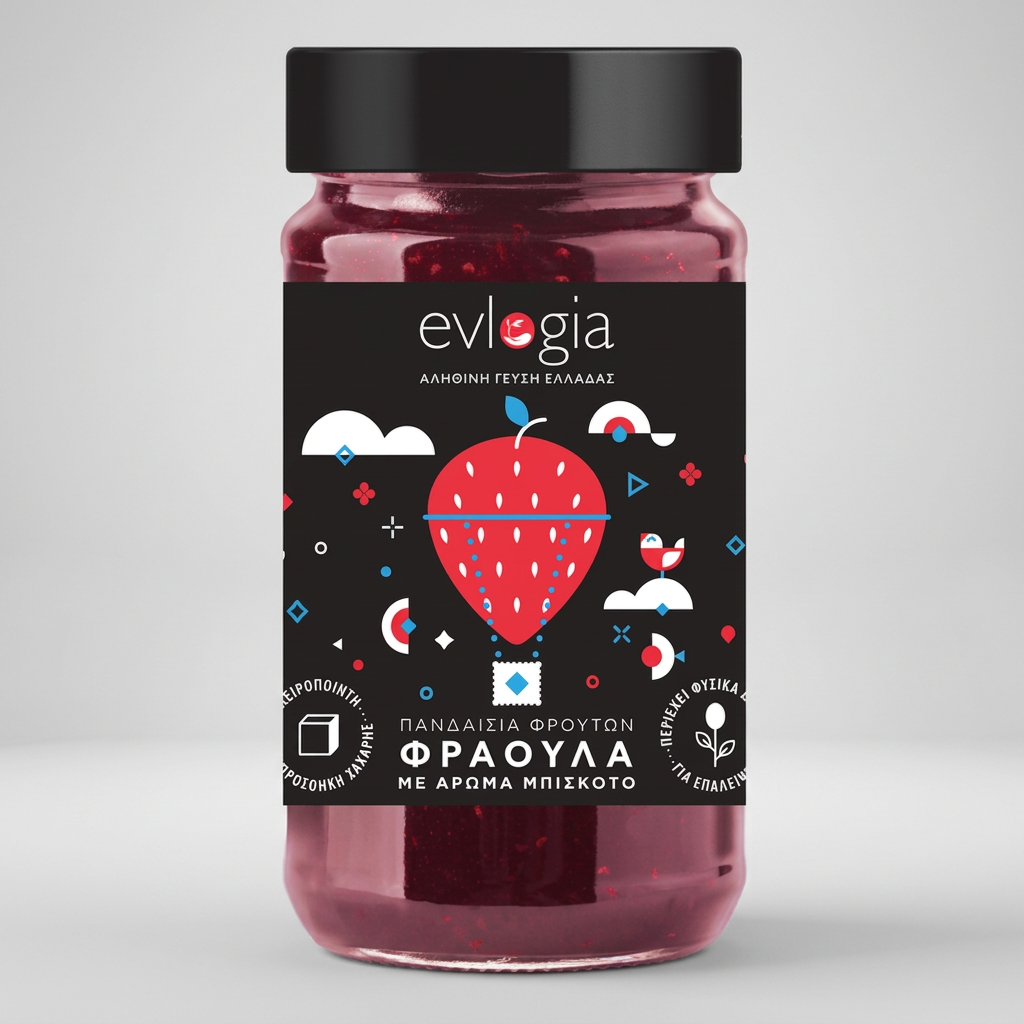 Μαρμελάδα Φράουλα & Μπισκότο 280g | Χωρίς Ζάχαρη | Evlogia
