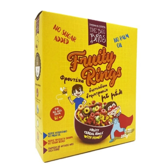 Δημητριακά Φρουτένια Δαχτυλιδάκια Μελιού 250γρ  -  The Bee Bros