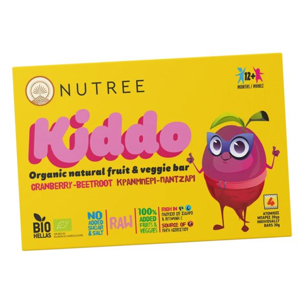 Βιολογική Μπάρα με Cranberry & Πατζάρι-Nutree Kiddo (4x30γρ)