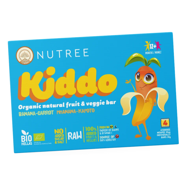 Βιολογική Μπάρα με Μπανάνα & Καρότο -Nutree Kiddo (4x30γρ)