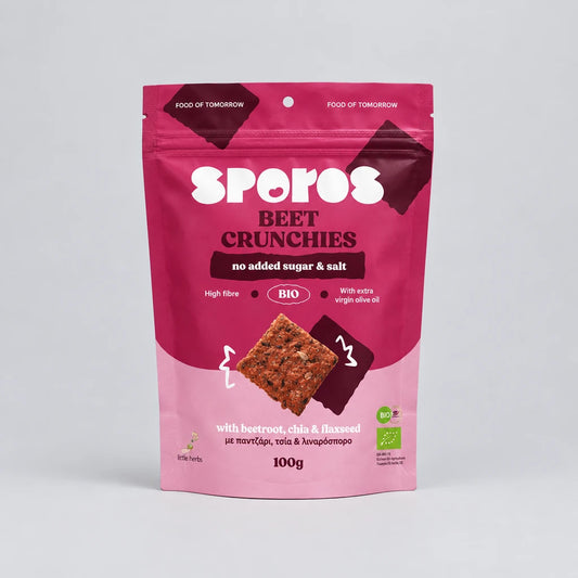 sporos beet crunchies αλμυρα krakers vromis me pantzari me elaiolado kai sporous συσκευασια 85g