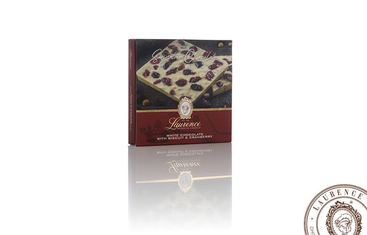Λευκή Σοκολάτα με Μπισκότο & Κράνμπερι 100g | Laurence Signature . paradosiakopantopoleio.com