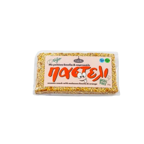 Παστέλι με πορτοκάλι & μελάσα 50γρ -  Emelia