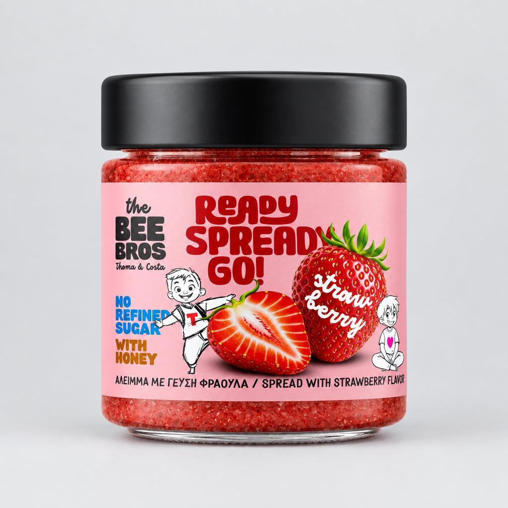 THE BEE BROS SPREADY αλειμμα μελιου με γευση φραουλα 300g βαζο